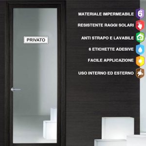 Eticchette ENTRATA USCITA PRIVATO Segnaletica Targhetta in PVC Morbido laminato Opaco Adesivo impermeabile Porte Locali Ufficcio 15x4cm 3pz. - immagine 3