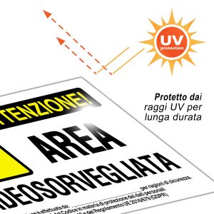 4 Cartelli Area Videosorvegliata Adesivi in PVC Morbido Impermeabile – 2 Grandi 150×100 mm + 2 Piccoli 105×73 mm Protetti UV Anti-Scolorimento - immagine 5