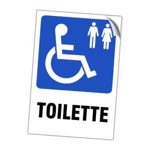 "TOILETTE DISABILI" Eticchetta Segnaletica Targhetta in PVC Morbido Adesivo impermeabile Porte Bagno 10x15cm 1pz. - immagine 1